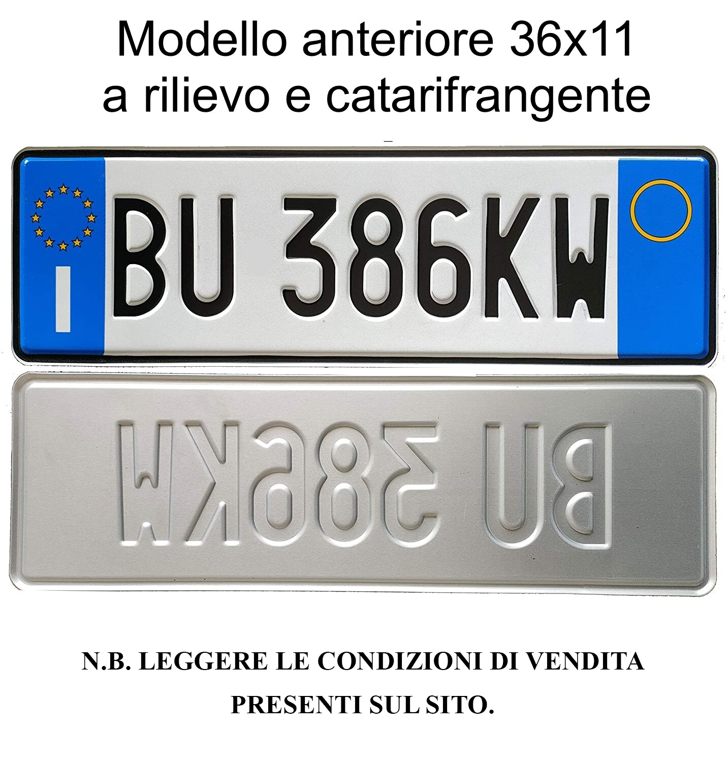 replica targa auto anteriore misura 36x11 a rilievo e catarifrangente