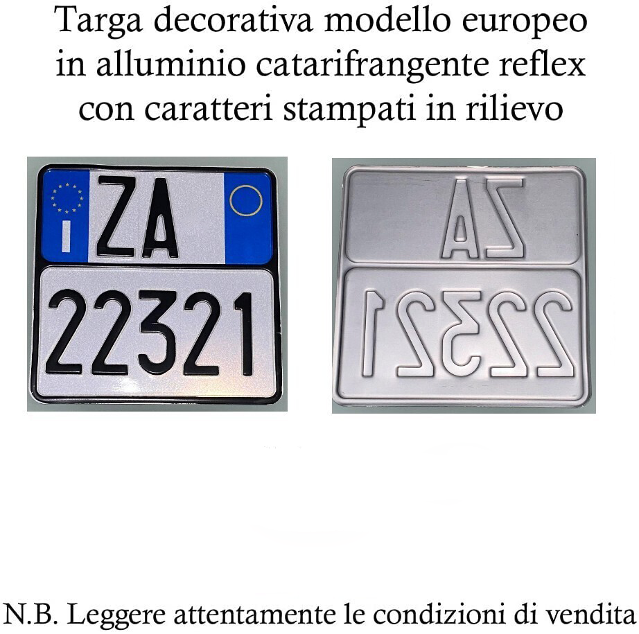 Replica Targa Moto Modello Europeo in Alluminio Catarifrangente ed in Rilievo