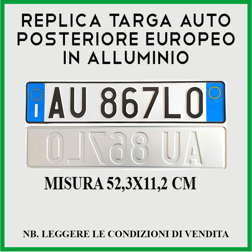 Targa Anteriore Europea Replica - Catarifrangente, Caratteri In Rilievo, Personalizzabile - Foto 5